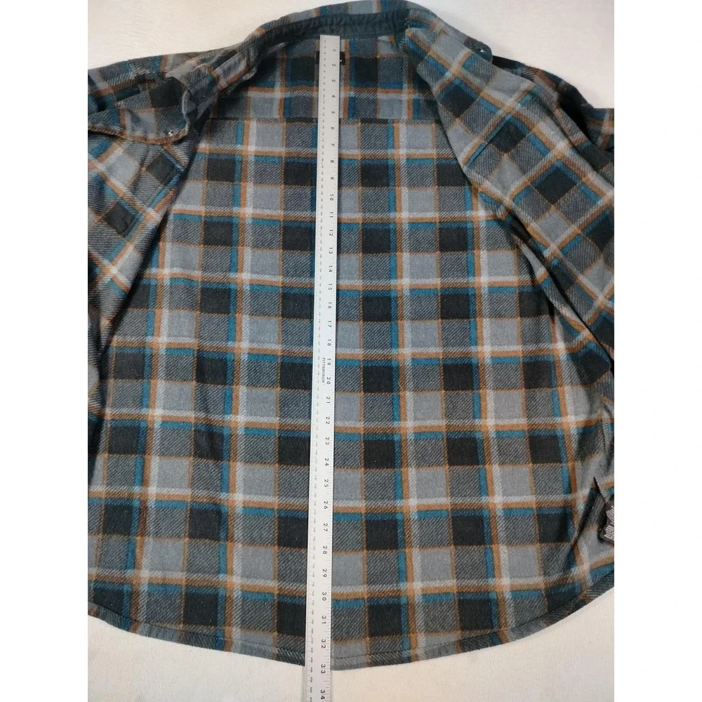 O'Neill Shirt Mens 2XL Gray Plaid Superfleece Snap Front Fleece Casual Outdoor